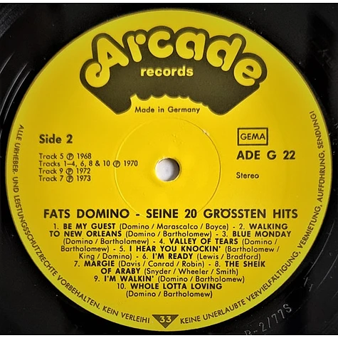 Fats Domino - Seine 20 Größten Hits