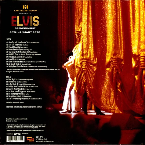 Elvis Presley - Las Vegas Hilton Presents Elvis - Openining Night 1972
