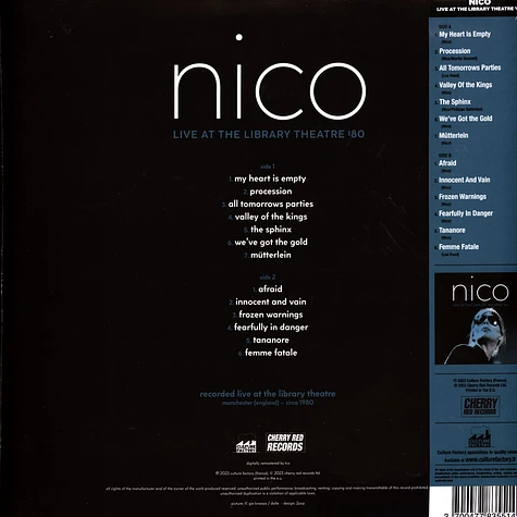 Nico - Live At The Library Theatre '80 Record Store Day 2023 Crystal Clear Blue Vinyl Edition