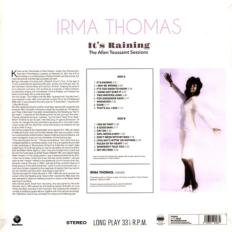 Irma Thomas - Its Raining The Allen Toussaint Sessions