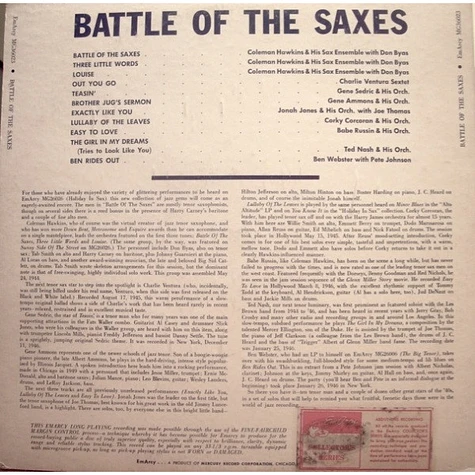 V.A. - Battle Of The Saxes, Tenor All Stars