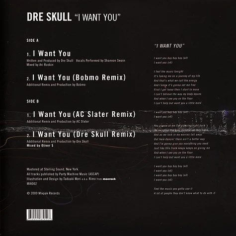 Dre Skull - I Want You / Bobmo Remix / Ac Slater Remix / Dre S