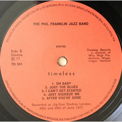 Phil Franklin Jazz Band - Phil Franklin Jazz Band