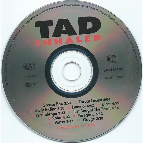 Tad - Inhaler - CD - 1993 - EU - Original | HHV