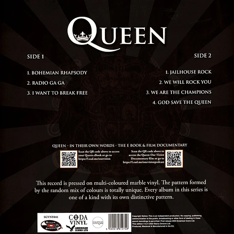 Queen - Tokyo Gaga Multi Coloured Marble Vinyl Edition
