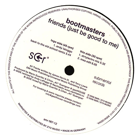 Bootmasters - Friends (Just Be Good To Me)