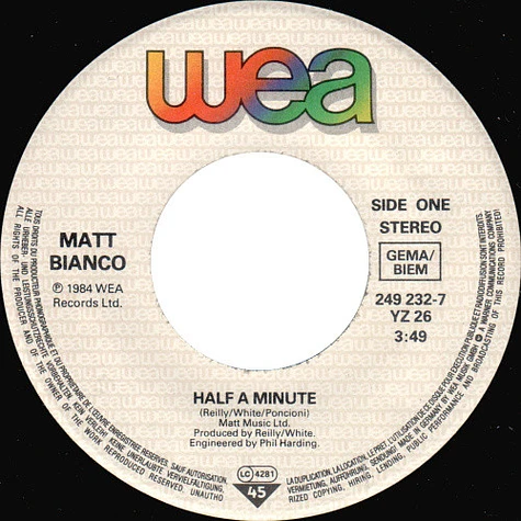 Matt Bianco - Half A Minute