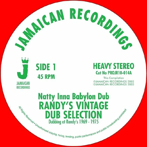 Randy's Vintage Dub Selection - Natty Inna Babylon Dub / Dub Feeling, It's A Dubbing Lie