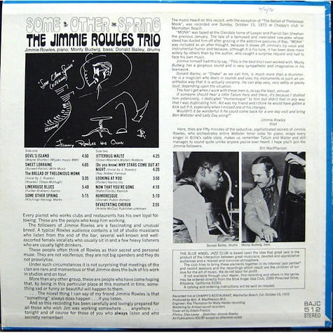 Jimmy Rowles Trio - Some Other Spring