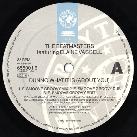 The Beatmasters Featuring Elaine Vassell - Dunno What It Is (About You)