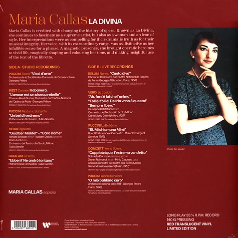 Maria Callas - La Divina Mar ia Callas Red Vinyl Edition