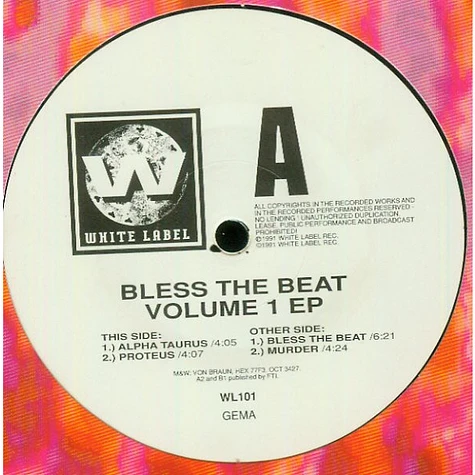 Bless The Beat - Volume 1 EP - Vinyl 12" - 1991 - DE - Original | HHV