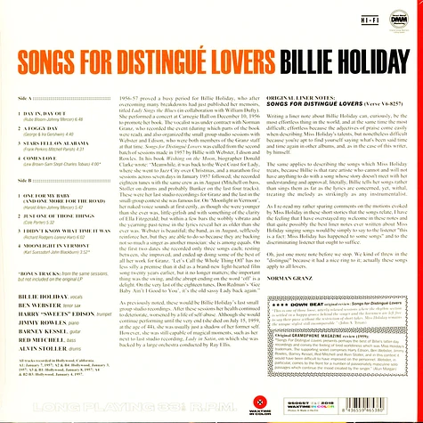 Billie Holiday - Songs For Distingue Lovers & 2
