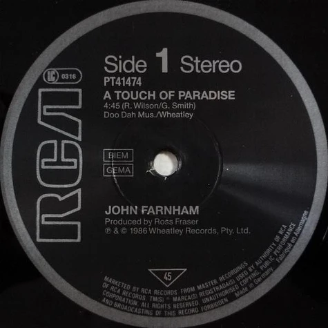 John Farnham - A Touch Of Paradise