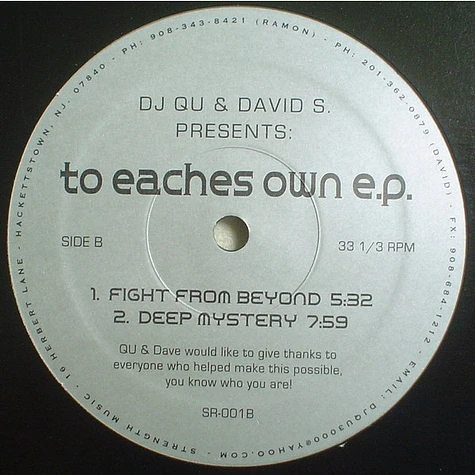 DJ Qu & David S. - To Eaches Own E.P.