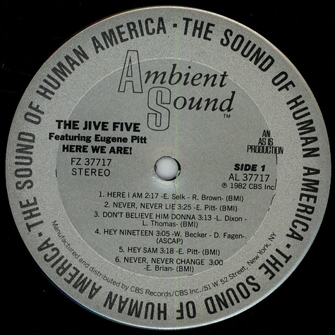 The Jive Five Featuring Eugene Pitt - Here We Are!