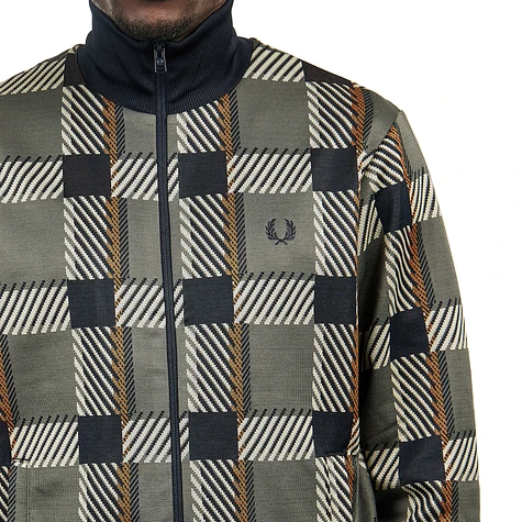 Fred Perry - Glitch Tartan Track Jacket (Field Green) | HHV