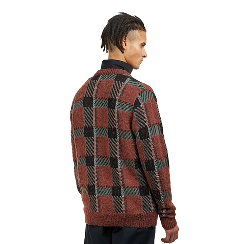 Fred Perry - Glitch Tartan Cardigan (Whisky Brown) | HHV