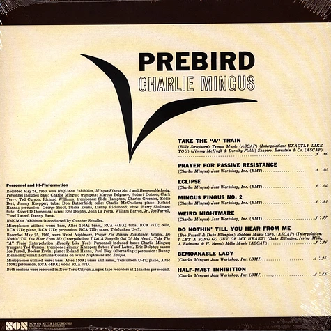 Charlie Mingus - Pre-Bird Limited Edition Colored Vinyl