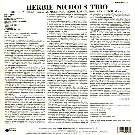 Herbie Nichols Trio - Herbie Nichols Trio Tone Poet Vinyl Edition