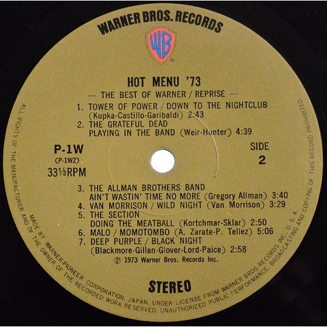 V.A. - Hot Menu '73 -The Best Of Warner/Reprise/Atlantic-