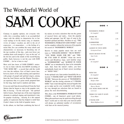 Sam Cooke - The Wonderful World Of Sam Cooke Clear Vinyl Edition