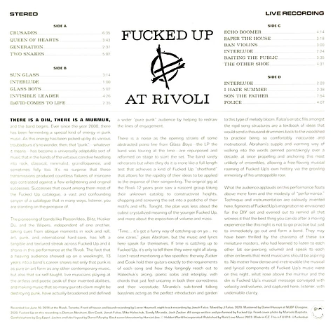 Fucked Up - Rivoli Transparent Magenta & Opaque Black Smoke Vinyl Edition