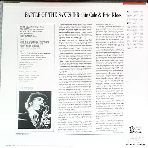 Richie Cole & Eric Kloss - Battle Of The Saxes, Vol.2