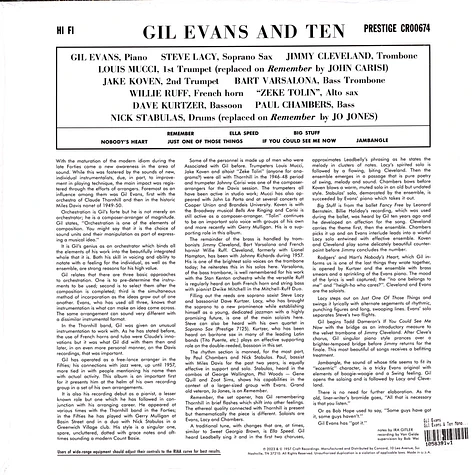 Gil Evans - Gil Evans & Ten Mono Black Friday Record Store Day 2023 Vinyl Edition