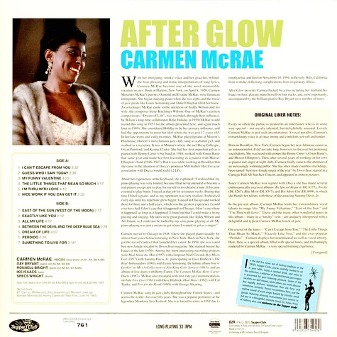 Carmen McRae - After Glow