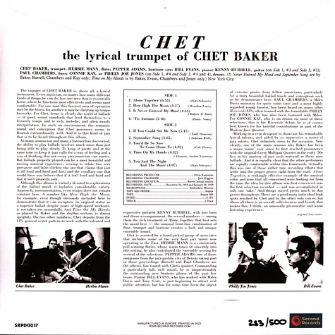 Chet Baker - Chet Clear / White Splatter Vinyl Edition