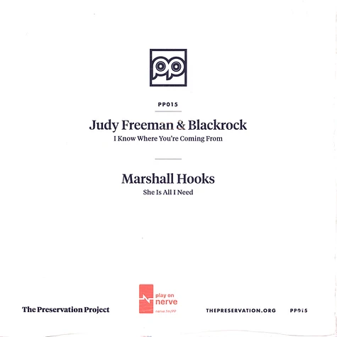 Judy Freeman & Blackrock / Marshall Hooks - I Know Where You're Coming From / She Is All I Need White Vinyl Edition
