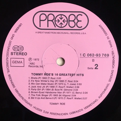Tommy Roe - Tommy Roe's 16 Greatest Hits