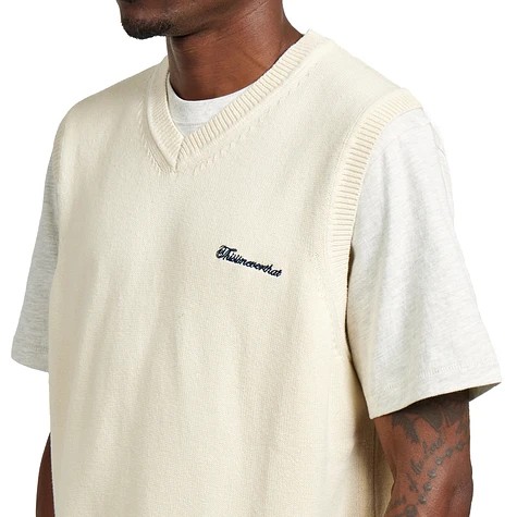 【THISISNEVERTHAT】Script Logo Knit Vest Ivory Script Logo Knit Vest - thisisneverthat®