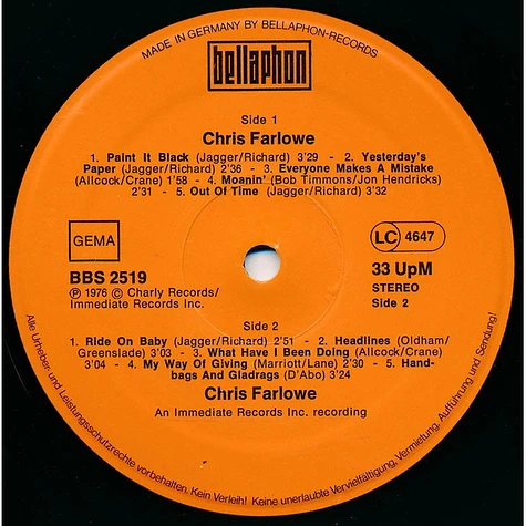 Chris Farlowe - Out Of Time Paint It Black