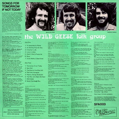 The Wild Geese Folk Group - Songs For Tomorrow If Not Today