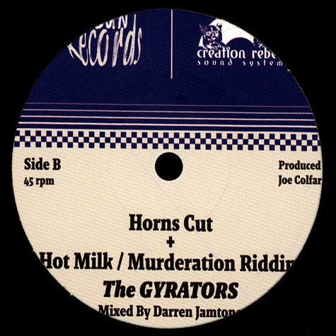 The Gyrators Ft Likkle Nate / Gyrators & Darren Jamtone - Murderer, Dub / Horns Cut, Hot Milk Murderation Riddim