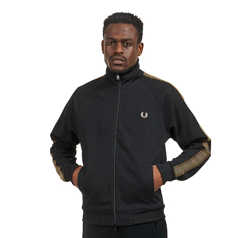 Crochet Taped Track Jacket - Black, Men's Track Jackets