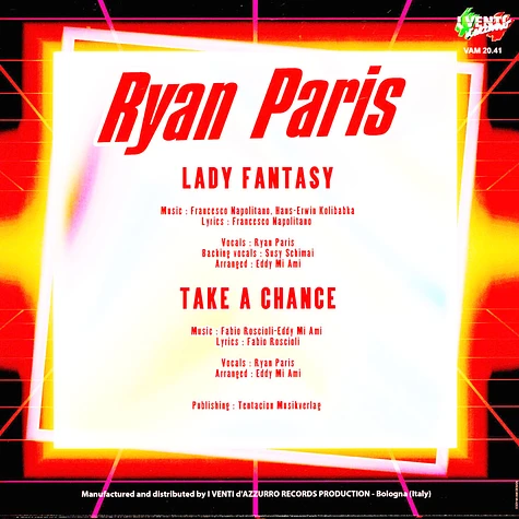 Ryan Paris - Lady Fantasy / Take A Chance