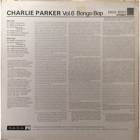 Charlie Parker - Vol 6 Bongo Bop