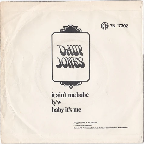 Davy Jones - It Ain't Me Babe / Baby It's Me