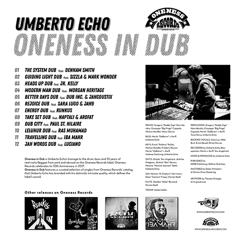 Umberto Echo - Oneness In Dub Vinyl