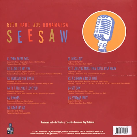 Beth Hart & Joe Bonamassa - Seesaw Limited Transparent Vinyl Edition