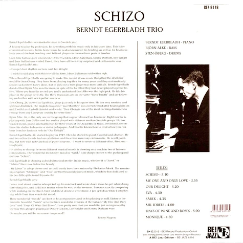 Berndt Trio Egerbladh - Schizo