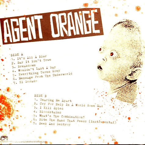 Agent Orange - Bloodstains Orange Red Back Splatter Vinyl Edition