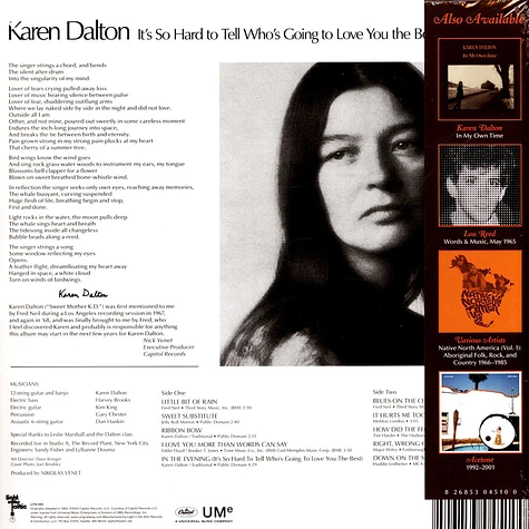 Karen Dalton - It's So Hard To Tell Who's Going To Love You The Best