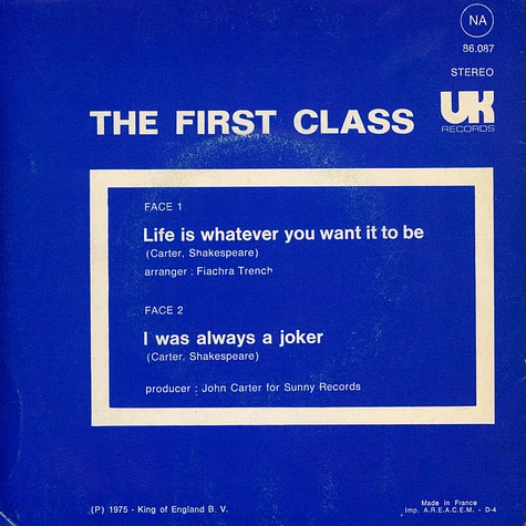First Class - Life Is Whatever You Want It To Be