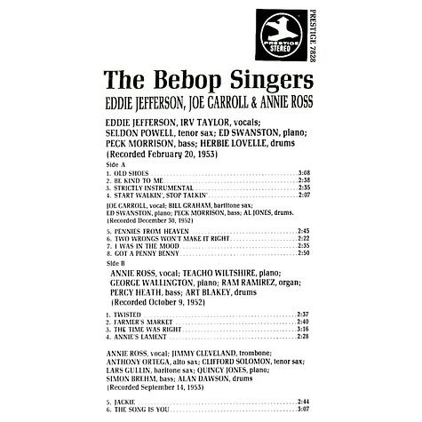 Eddie Jefferson, Joe Carroll & Annie Ross - The Bebop Singers