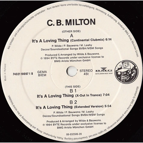CB Milton - It's A Loving Thing