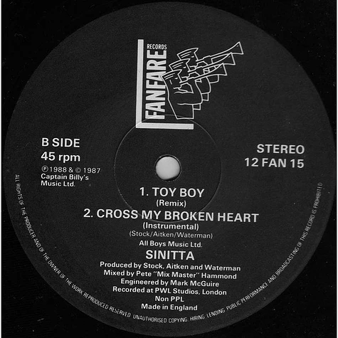 Sinitta - Cross My Broken Heart (Cupid's Avenging Mix)
